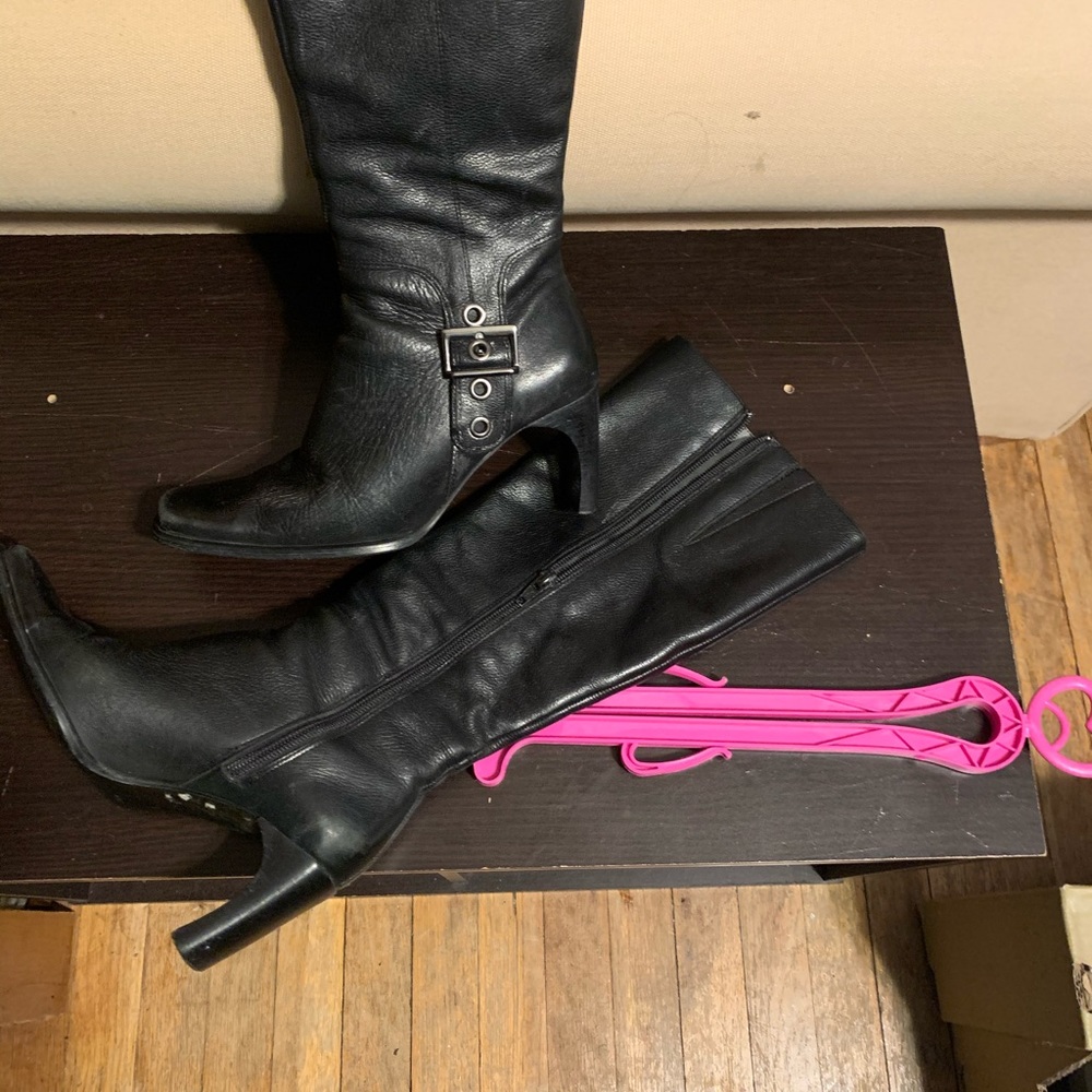 Black leather boots